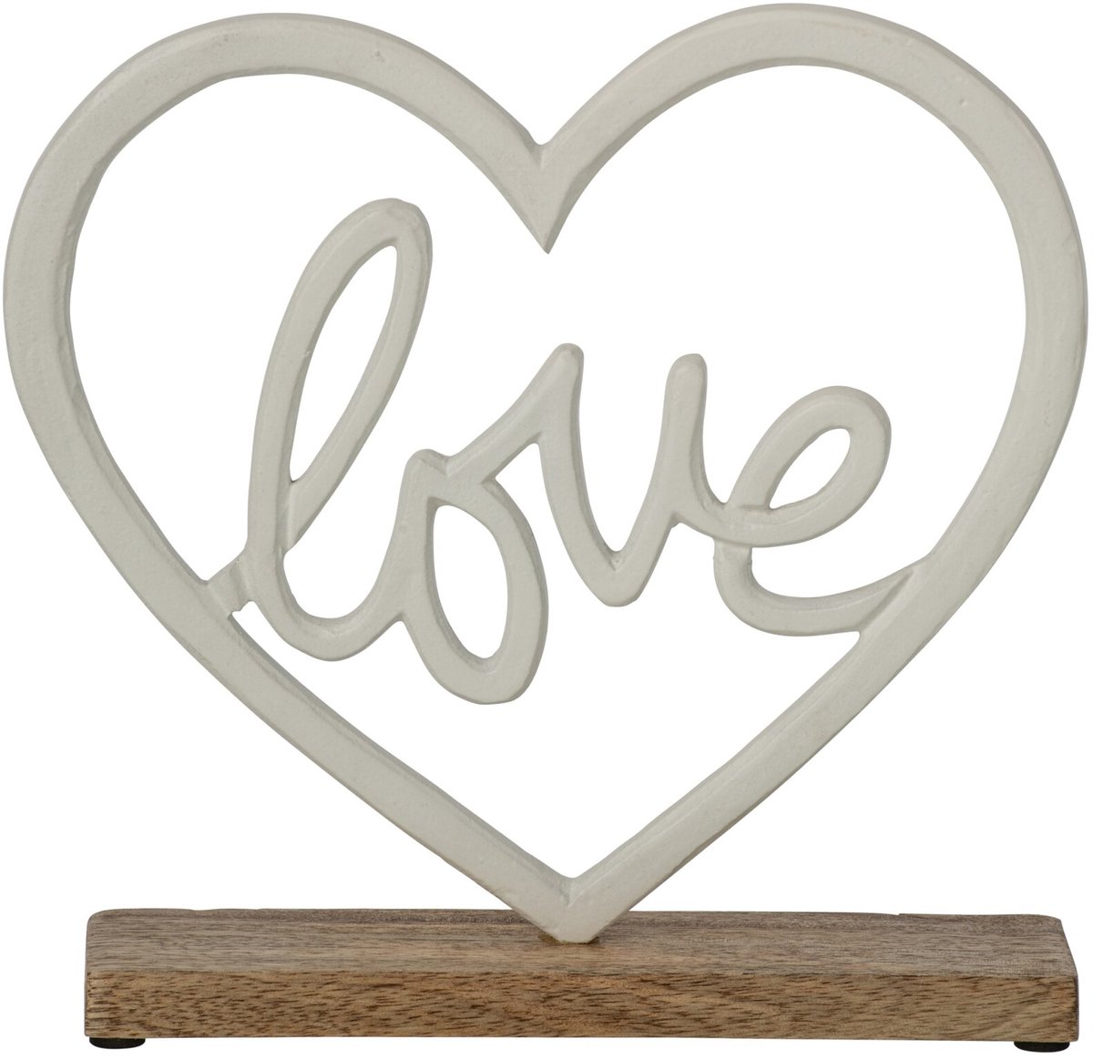 J-Line Love met hart op voet - aluminium - wit/naturel - large