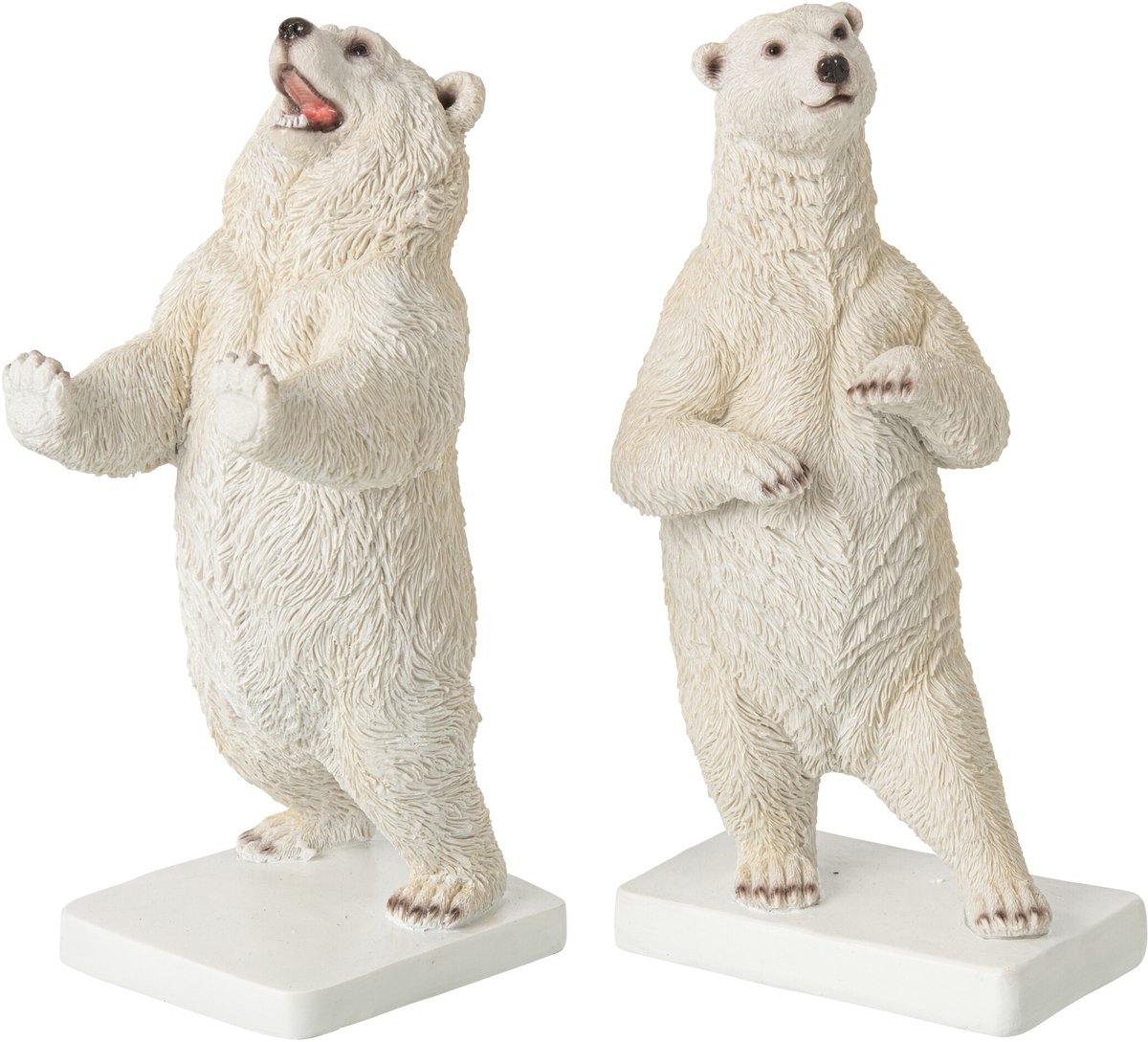 J-Line Boekensteunen beer - polyresin - wit - set van 2