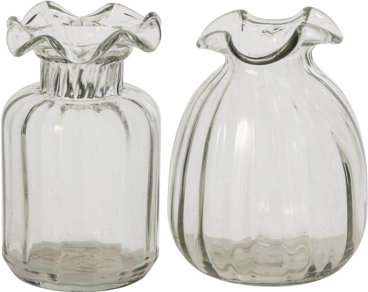 J-Line Vaas - glas - transparant - assortiment van 2