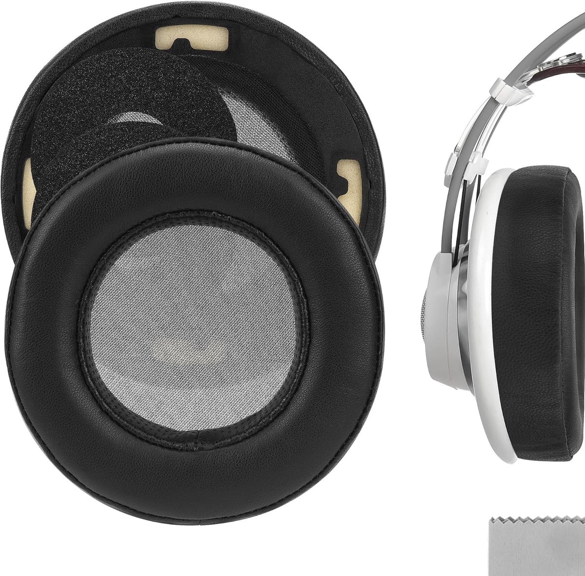 Oorkussens compatibel met AKG K701, K702, Q701, Q702, K601, K612, K712, K400, K500 hoofdtelefoon, oorkussens met videogids (zwart)