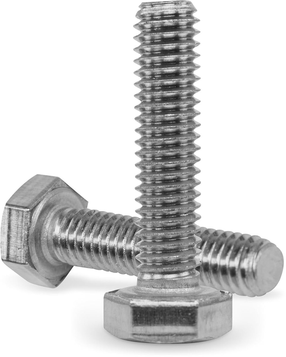 M6 x 50 (10 stuks) roestvrij staal DIN 933 (ISO 4017) volledige schroefdraad machineschroeven A2 V2A roestvrij staal zeskantkop (M6 x 50 (10 stuks)