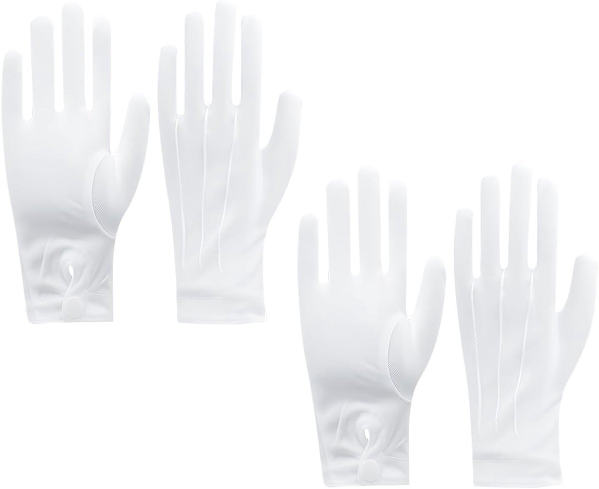 Handschoenen, katoenen handschoenen met drukknop voor dames en heren, stoffen handschoenen voor rokken, smoking, carnavalskostuum, zachte jersey handschoenen voor kelners