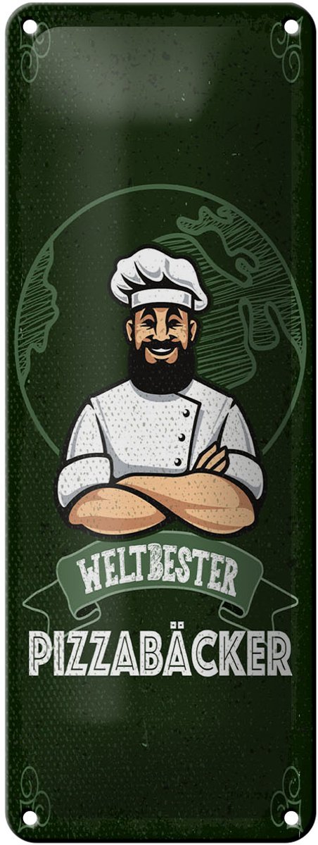 Blechschild Hinweis 27x10 cm Weltbester Pizzabäcker Deko Schild