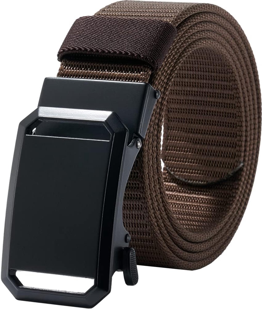 Herenriem voor heren, met ratel, automatische sluiting, werkriem, verstelbaar, voor heren, werk, outdoor, sport, wandelen, 130 cm L x 3,8 cm B