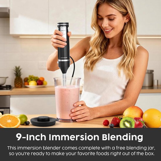 Handmixer Blender - Keukenmachine - Eten Bereiden - 2-in-1 Ontwerp - 600 Watt - Zilver — afbeelding 2