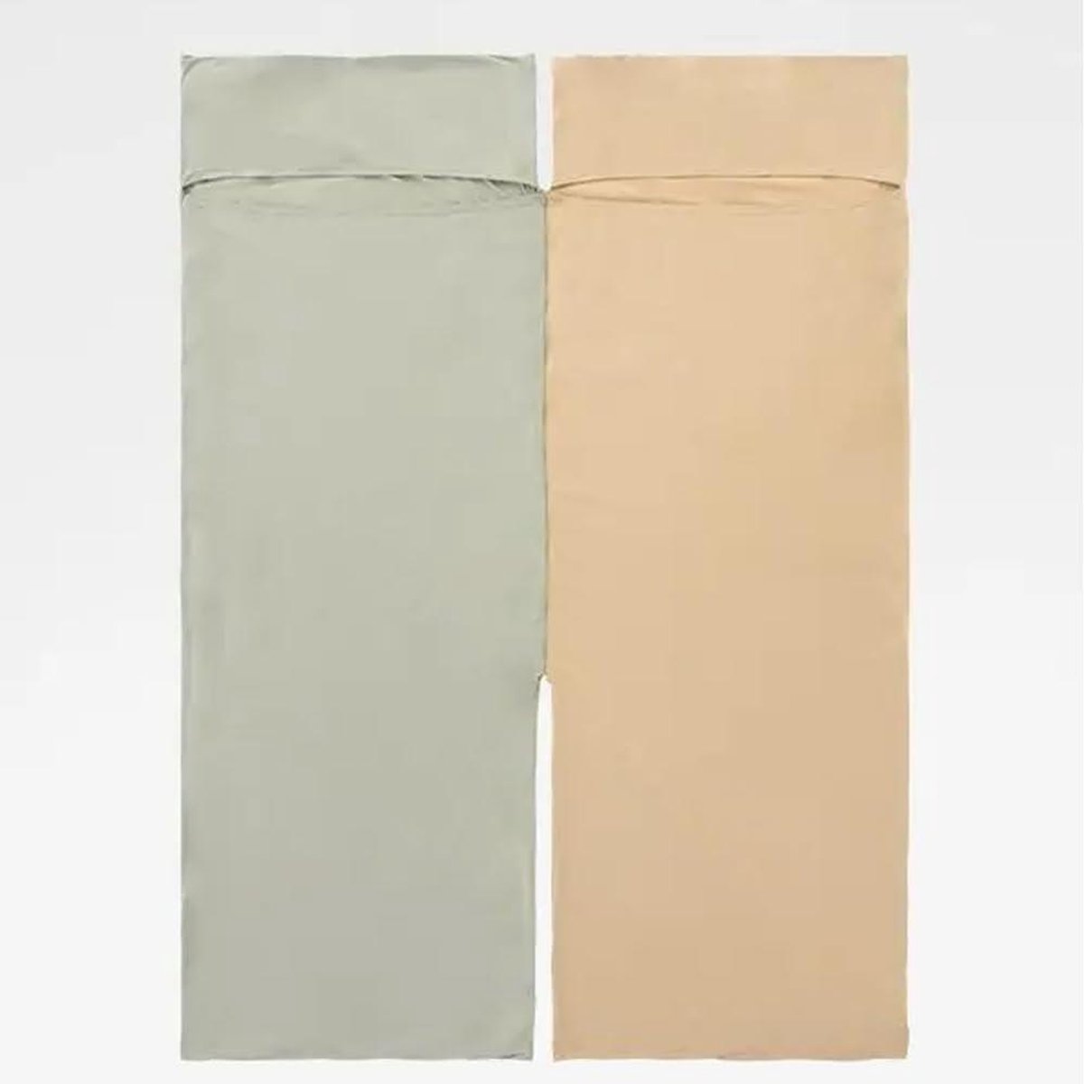 Slaapzak Voering - Liner Katoen - Kamperen en Reizen - Verbindbaar met Knopen - 46 x 143 cm - Licht Khaki