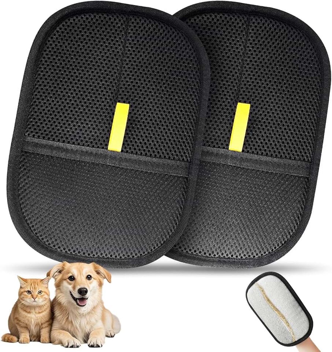 Vingerloze kat, herbruikbare vacht-magneethandschoenen, remover kattenhandschoen voor banken en kleding, kattenhaarverwijderaar, 2 stuks