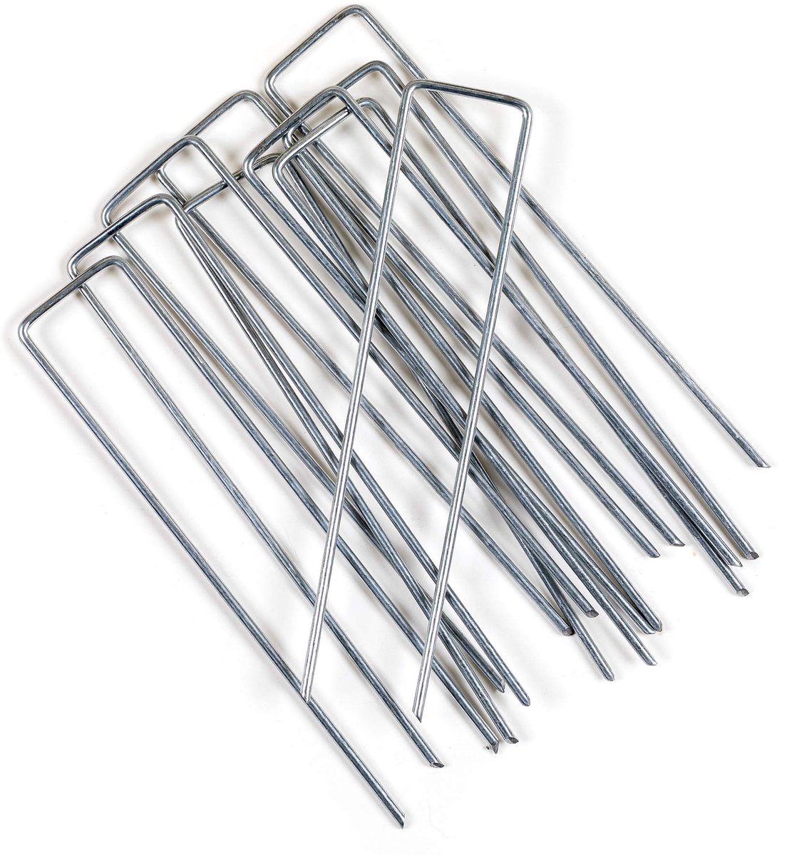 Set van 10 verzinkte stalen bevestigingsharingen H 100 mm L 35 mm - nietjes Ø 3 mm in U-vorm voor mulchdoeken, roosters, buizen, haringen, tent, kunstgras