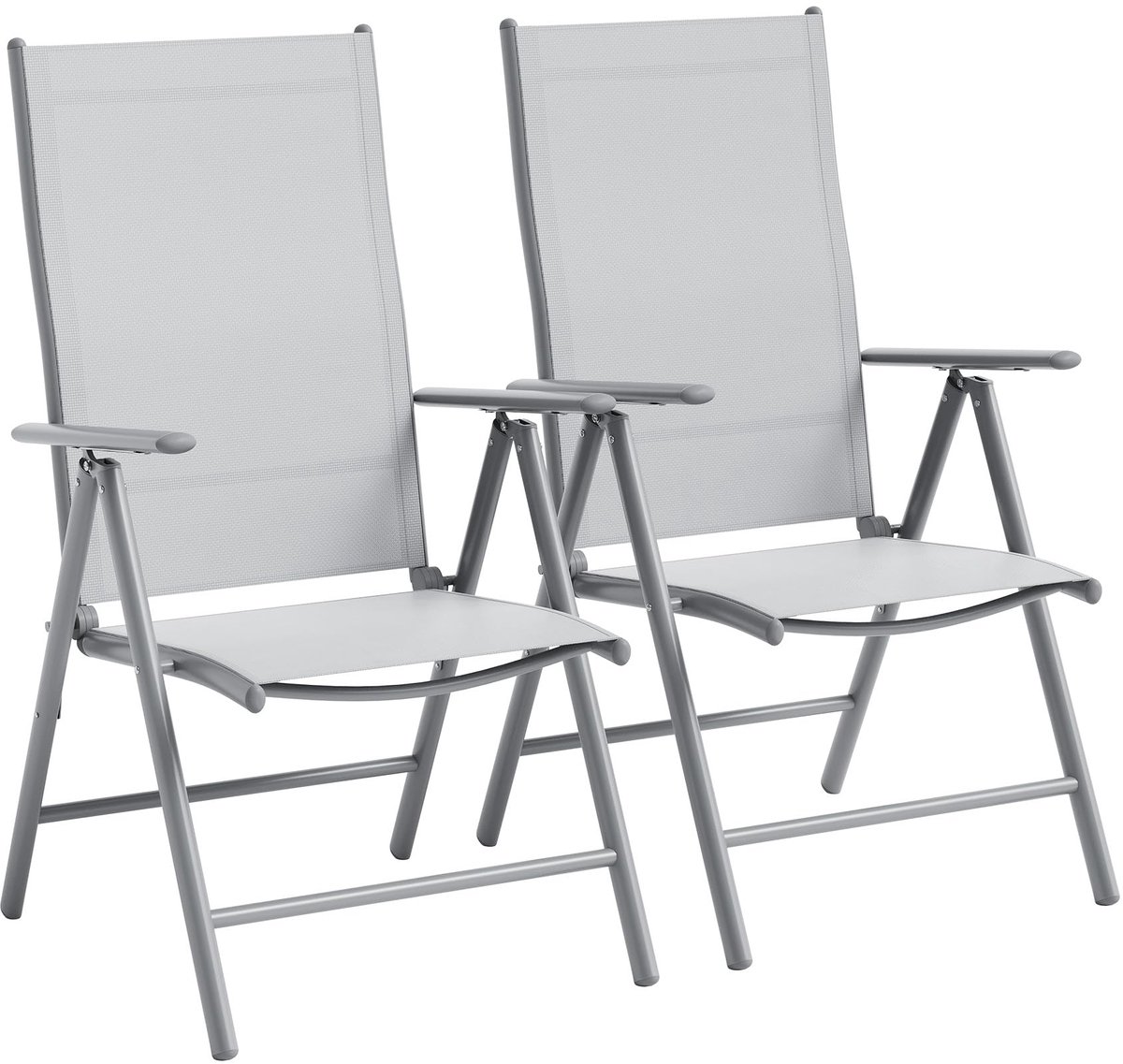 Strandstoelen met Verstelbare Rugleuning - Tuinstoelen 2 Stuks - Campingstoelen Opvouwbaar - Aluminium Frame - Textileen - Voor Tuin Balkon Camping