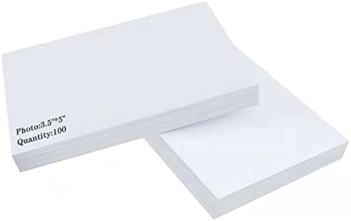 Fotopapier, verpakking met 100 vellen inkjet-, laserfotopapier, hoogwaardig hoogglanzend wit fotopapier, fotoprinterpapier (8,9 x 12,7 cm)
