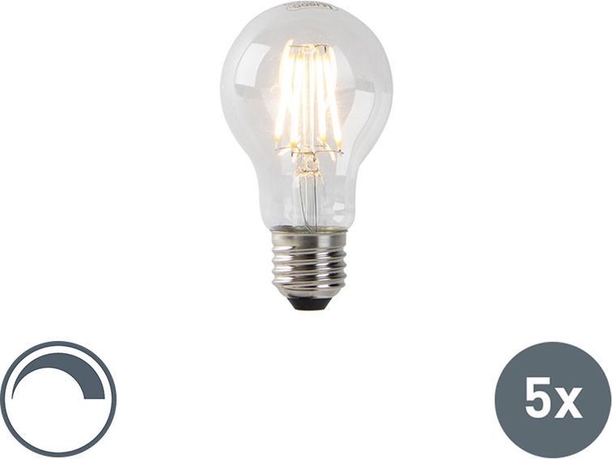 LUEDD Set van 5 dimbare E27 LED lampen helder glas 4W 320 lm 2200K