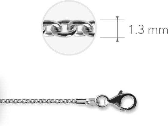 Jewels Inc. - Anker Ketting met Karabijnsluiting - 1.3mm Dik - Lengte 60cm - Gerhodineerd Zilver 925
