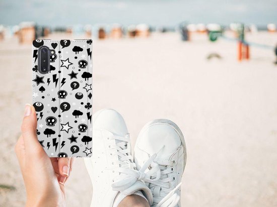 Étui pour livre mobile Samsung Galaxy Note 10 Argent Punk