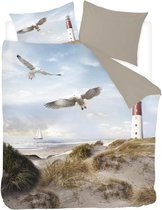 Snoozing Lighthouse - Flanel - Dekbedovertrek - Lits-jumeaux - 260x200/220 cm + 2 kussenslopen 60x70 cm - Taupe
