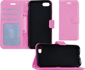 Hoes voor iPhone 7 Flip Wallet Hoesje Cover Book Case Flip Hoes Licht Roze