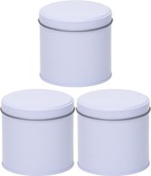 3x Boîtes de rangement / boîtes de rangement rondes blanches 10 cm - Boîte Stroopwafel - Dosettes de café / boîtes à café blanches - Boîtes de rangement