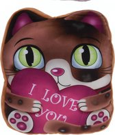 Tender Toys Kussen Poes 37 Cm Bruin