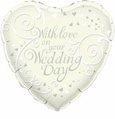 Folieballon - Huwelijk - With love on your weddingday - 45cm - Zonder vulling