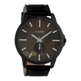 OOZOO Timepieces - Zwarte horloge met zwarte leren band - C10334