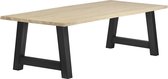 Eettafel Industrieel | H-poot-wit | 40mm-boomstam-160x90-transp