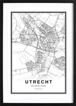 Utrecht Stadskaart Poster (21x29,7cm) - Wallified - Steden - Poster - Zwart Wit - Print - Amsterdam - Rotterdam - Utrecht - Den-Haag - Wall-Art - Woondecoratie - Kunst - Posters