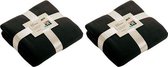 2x Fleece dekens/plaids zwart 130 x 170 cm - Woondeken - Fleecedekens