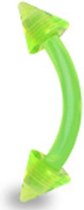 Wenkbrauwpiercing flexibel UV spikes groen