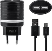 UNIQ Accessory Micro USB 2.4A snelle thuis oplader met 2 USB poorten - CE Keurmerk