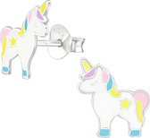 zilveren oorstekers eenhoorn , roze , blauw , paars | Unicorn oorknopjes | Oorbellen meisje | Kinderoorbellen meisje zilver |