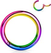Smiley piercing titanium ring regenboog kleur 10mm