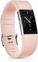 Fitbit Charge 2 siliconen bandje |Zalm Roze / Light Pink |Square patroon | Premium kwaliteit | Maat: M/L | TrendParts