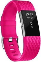 Fitbit Charge 2 siliconen bandje |Rose Rood / Rose Red |Diamant patroon | Premium kwaliteit | Maat: S/M | TrendParts