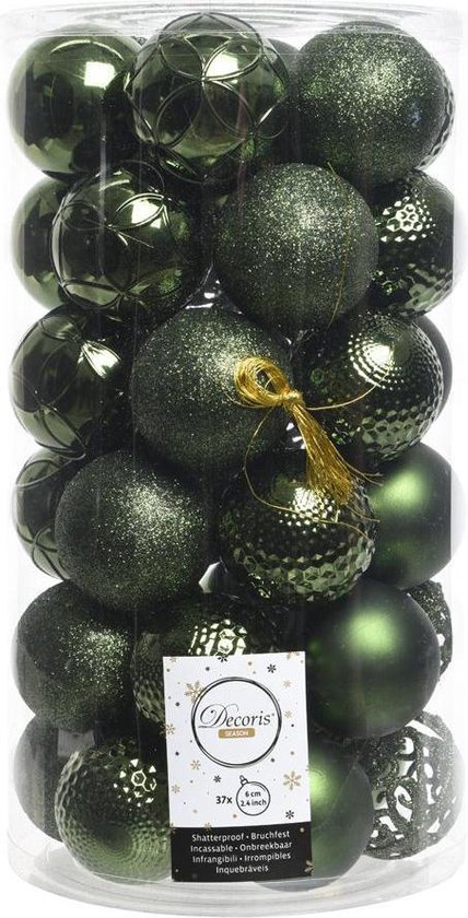 kousen Toneelschrijver Toestand 37x Donkergroene kunststof kerstballen 6 cm - Mix - Onbreekbare plastic  kerstballen -... | bol.com