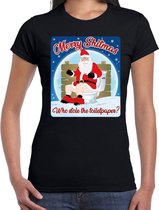 Fout Kerstshirt / t-shirt  - Merry shitmas who stole the toiletpaper - zwart voor dames - kerstkleding / kerst outfit S