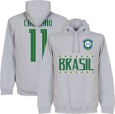 Brazilië Coutinho 11 Team Hooded Sweater - Grijs - XL