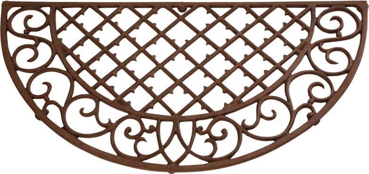 Esschert Design Deurmat gietijzer ruit half rond bruin