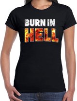 Halloween burn in hell verkleed t-shirt zwart voor dames S