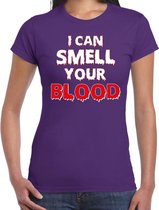 Halloween smell your blood verkleed t-shirt paars voor dames M