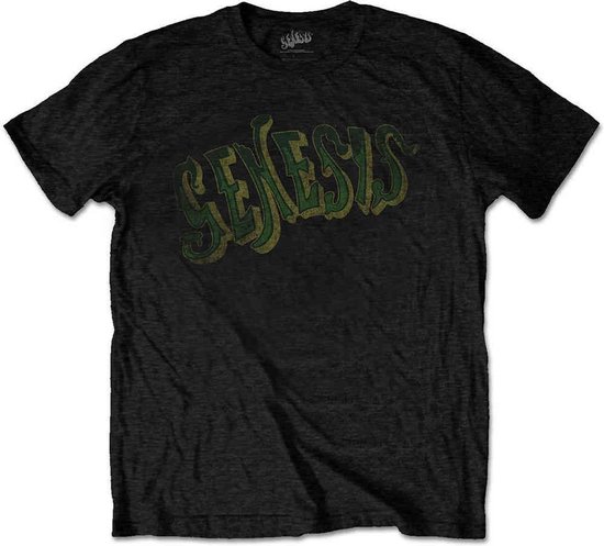 Genesis - Vintage Logo - Green Heren T-shirt - M - Zwart