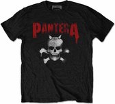 Pantera Heren Tshirt -S- Horned Skull Stencil met rug print Zwart