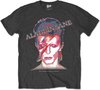 David Bowie - Aladdin Sane Heren T-shirt - L - Grijs
