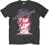 David Bowie Heren Tshirt -L- Aladdin Sane Grijs