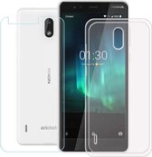 Nokia 3.1 Hoesje Transparant  TPU Siliconen Soft Case + 2X Tempered Glass Screenprotector