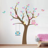 Muursticker boom met uilen