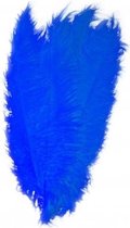 Grote veer/struisvogelveren blauw 50 cm - Carnaval feestartikelen - Sierveren/decoratie veren - Musketier - Charleston veer
