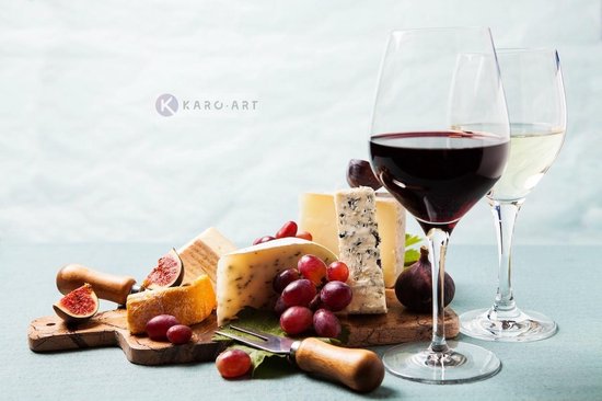 Afbeelding op acrylglas - Wijn en kaas, het goede leven