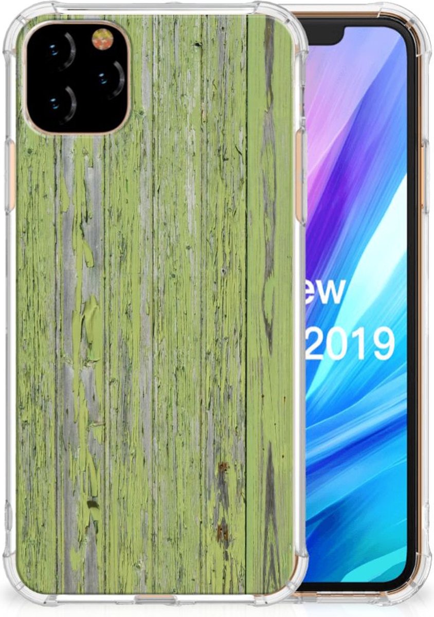TPU Case Anti-Shock voor Apple iPhone 11 Pro Max Stevig Telefoonhoesje Green Wood