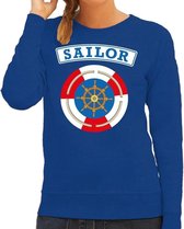 Zeeman/sailor verkleed sweater blauw voor dames - maritiem carnaval / feest trui kleding / kostuum L