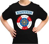 Kapitein verkleed t-shirt zwart voor kids - maritiem carnaval / feest shirt kleding / kostuum / kinderen 146/152