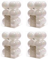48x Parelmoer witte kunststof kerstballen 6 cm - Glans - Onbreekbare plastic kerstballen - Kerstboomversiering parelmoer wit